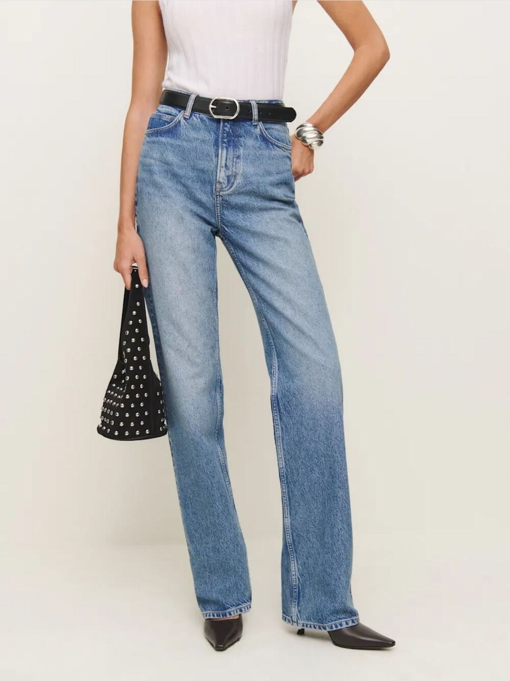 Reformation Wilder High Rise Wide Leg Jean US 31 Colorado Blue Denim Classic